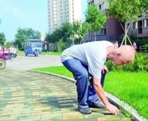 走很远把纸团放入垃圾桶的老者